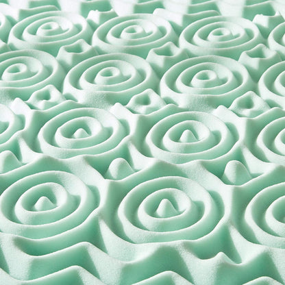 New Mellow 5-Zone Memory Foam Mattress Topper, 1.5 Inch Twin XL (Aloe) - Kidsy