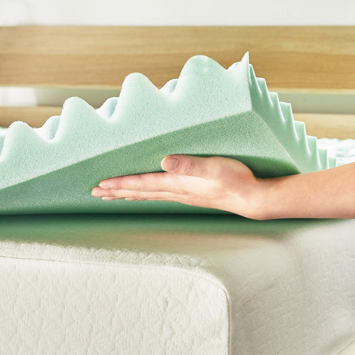New Mellow 5-Zone Memory Foam Mattress Topper, 1.5 Inch Twin XL (Aloe) - Kidsy