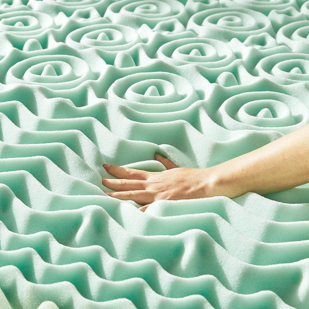 New Mellow 5-Zone Memory Foam Mattress Topper, 1.5 Inch Twin XL (Aloe) - Kidsy