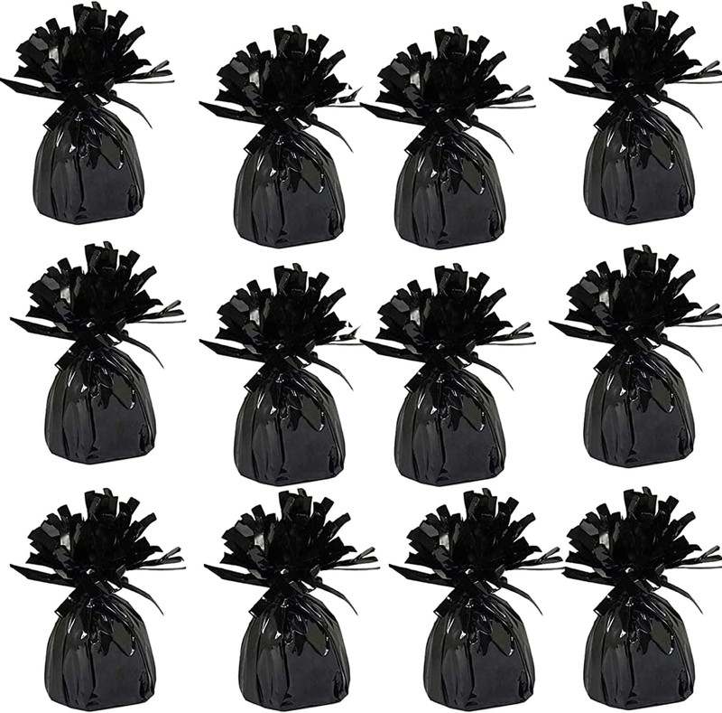 New Metallic Balloon Weights, Birthday Party Favors, 12 - Pack (Black) - Kidsy