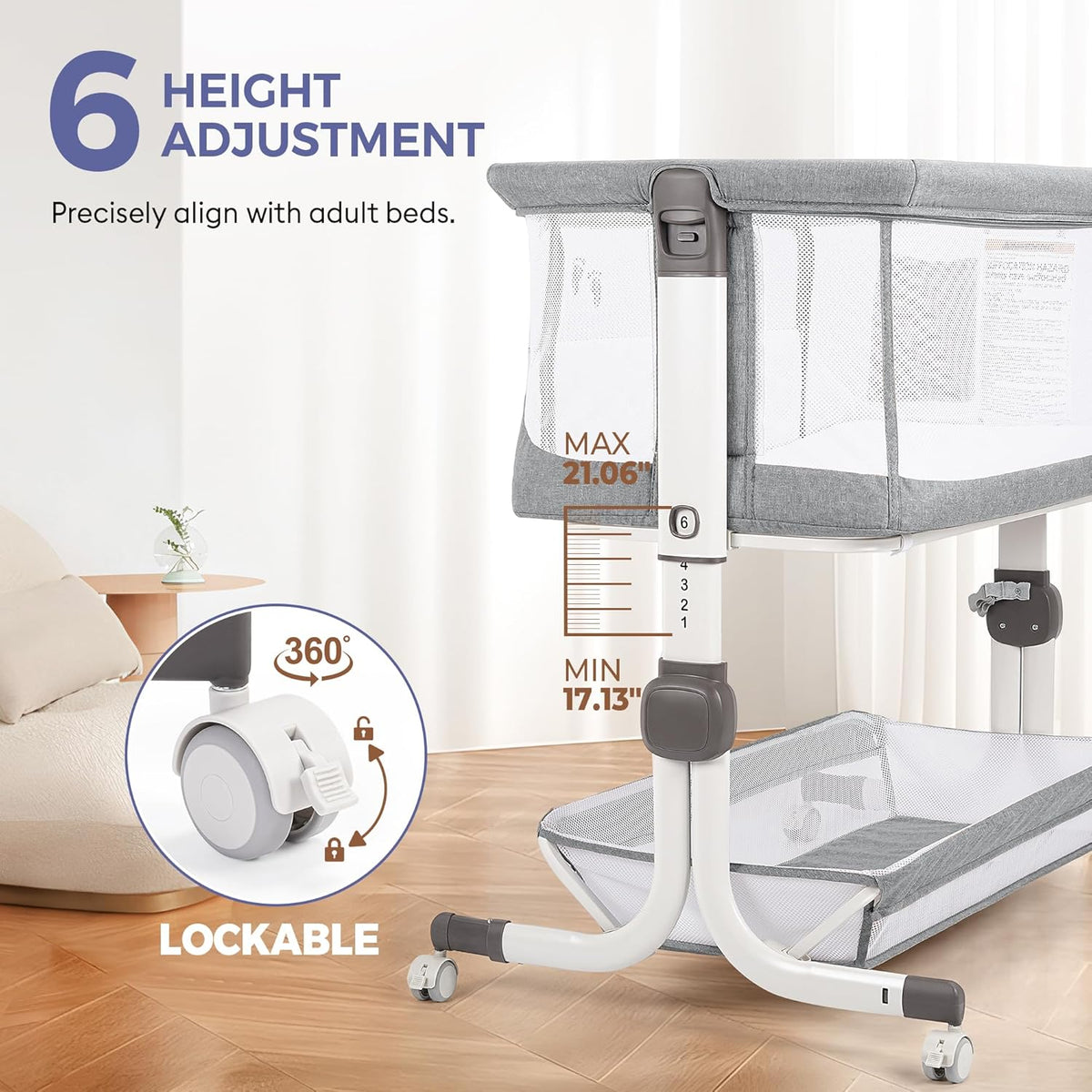 New MOMFANN Baby Bassinet Bedside Sleeper (Gray) - Kidsy