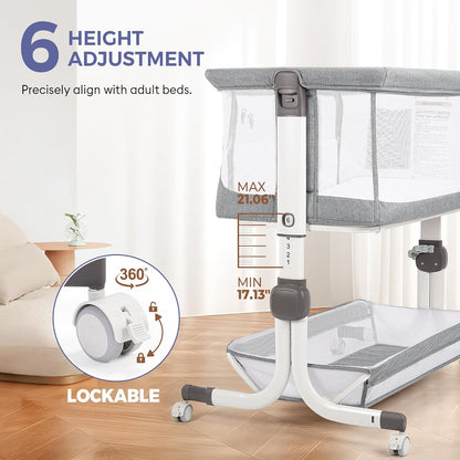 New MOMFANN Baby Bassinet Bedside Sleeper (Gray) - Kidsy