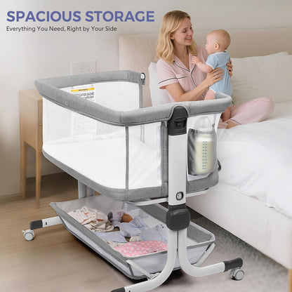 New MOMFANN Baby Bassinet Bedside Sleeper (Gray) - Kidsy