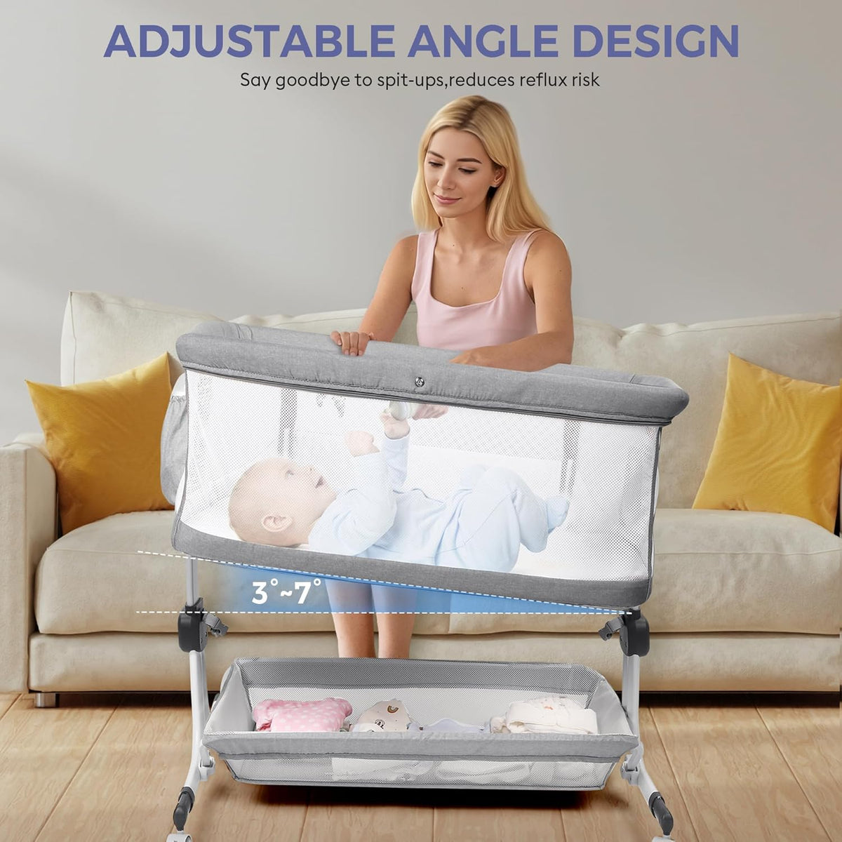 New MOMFANN Baby Bassinet Bedside Sleeper (Gray) - Kidsy