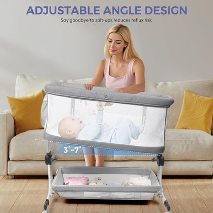 New MOMFANN Baby Bassinet Bedside Sleeper (Gray) - Kidsy