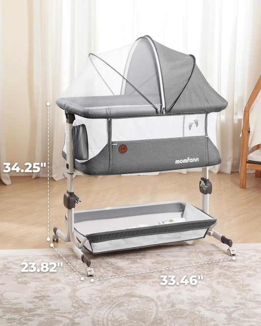New MOMFANN Baby Bassinet Bedside Sleeper (Gray) - Kidsy