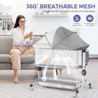 New MOMFANN Baby Bassinet Bedside Sleeper (Gray) - Kidsy