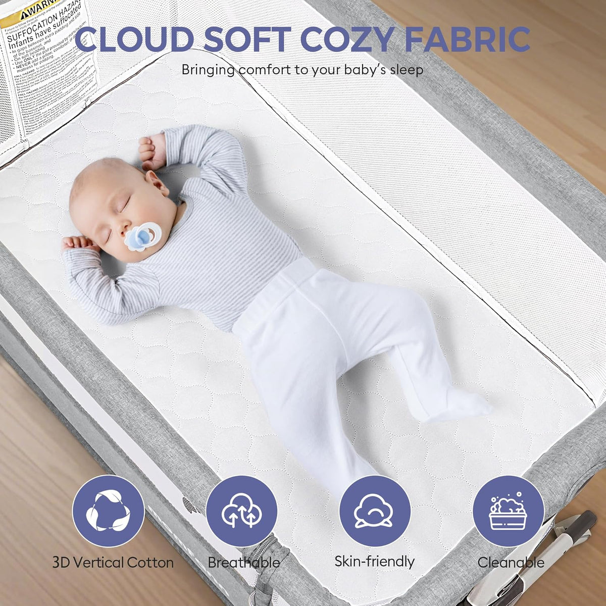 New MOMFANN Baby Bassinet Bedside Sleeper (Gray) - Kidsy