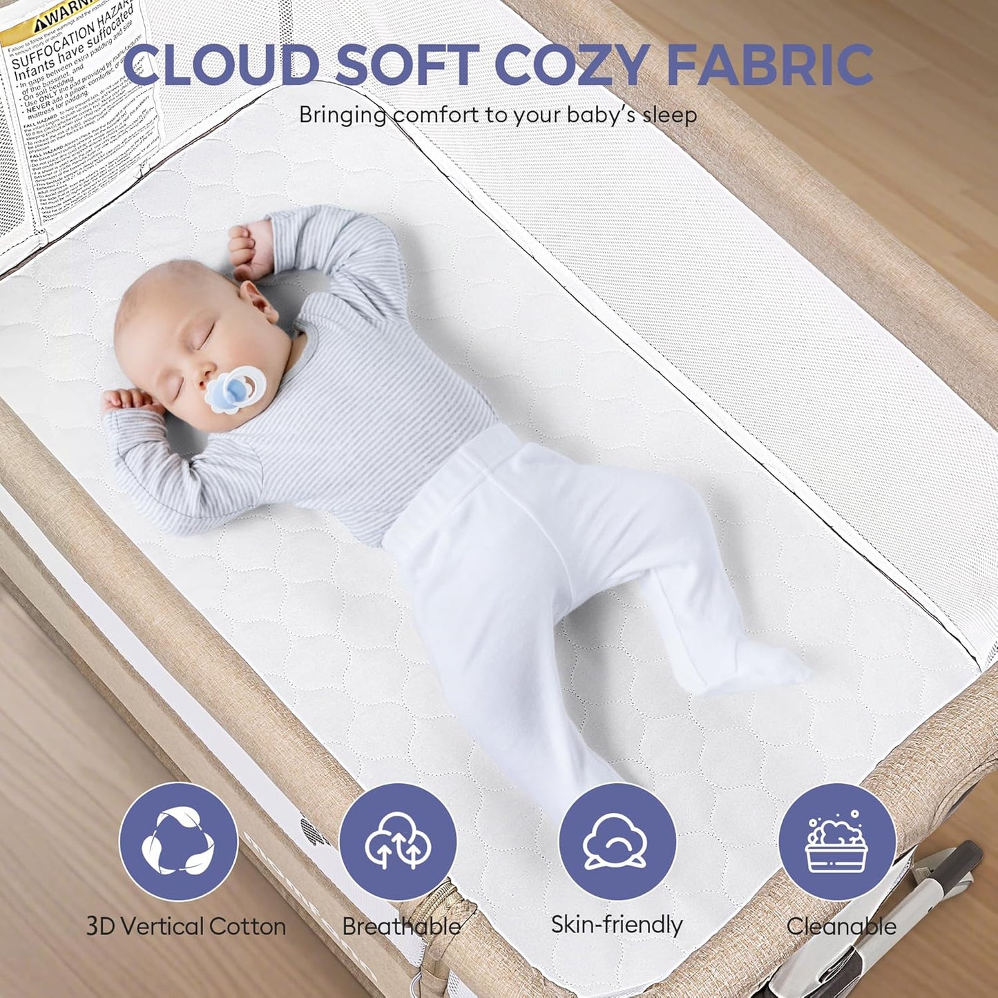 New MOMFANN Baby Bassinet Bedside Sleeper (Oatmeal) - Kidsy