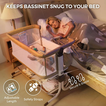 New MOMFANN Baby Bassinet Bedside Sleeper (Oatmeal) - Kidsy