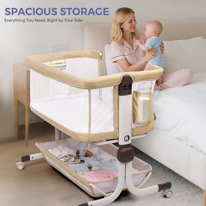 New MOMFANN Baby Bassinet Bedside Sleeper (Oatmeal) - Kidsy