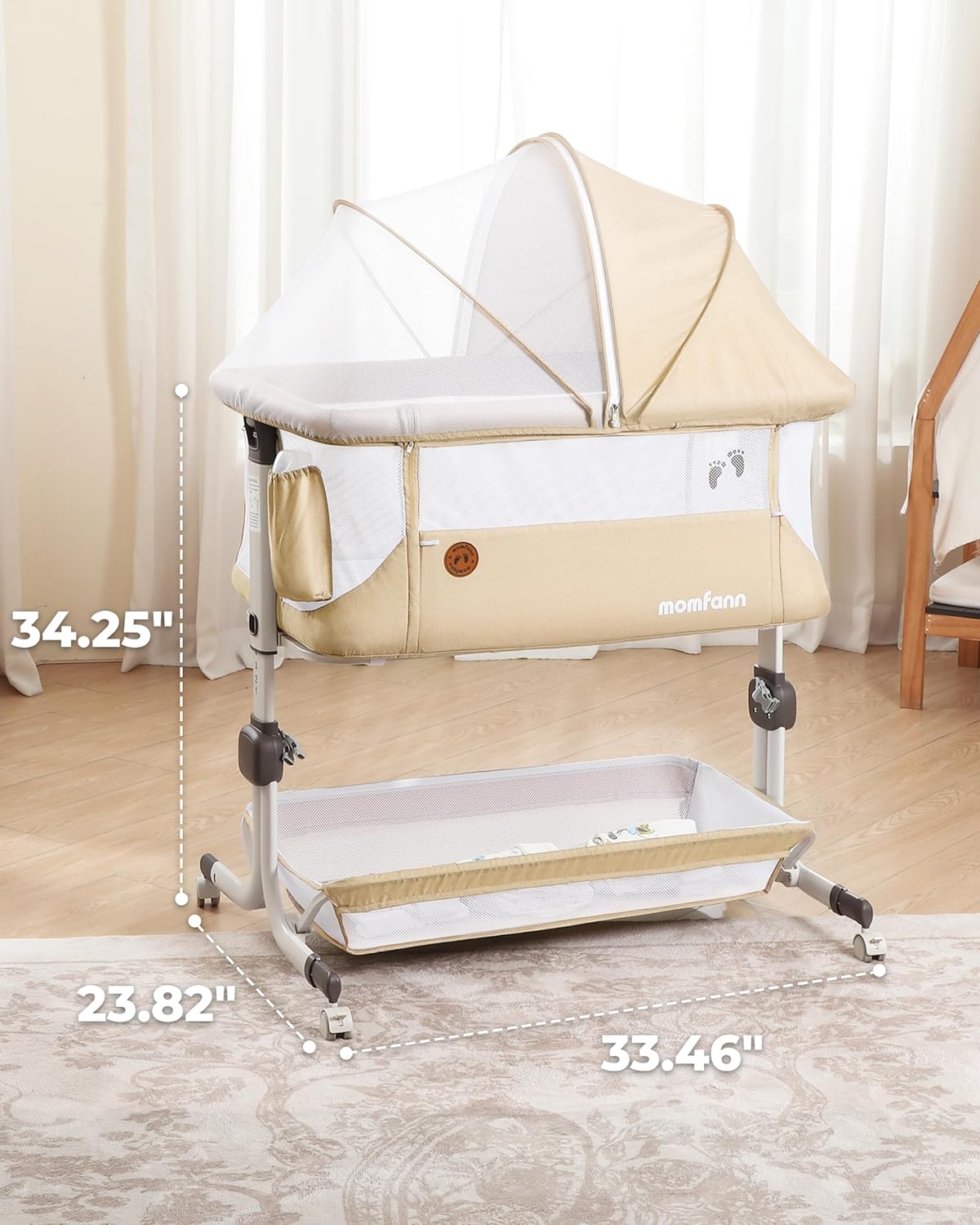 New MOMFANN Baby Bassinet Bedside Sleeper (Oatmeal) - Kidsy
