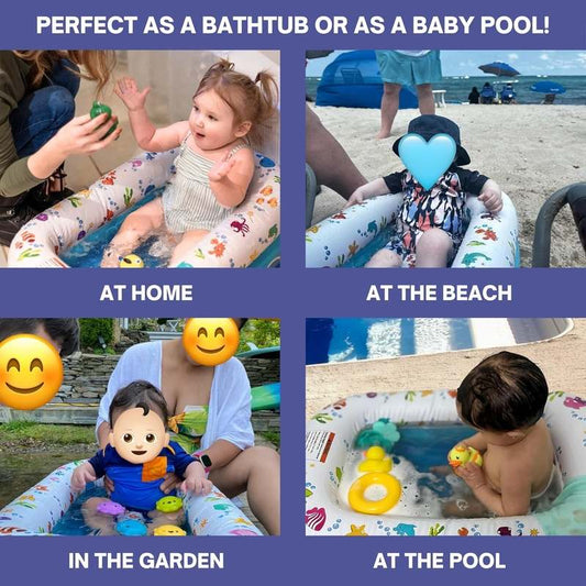 New Mommy's Helper Inflatable Baby Tub 19.5"x10"x7.5" (Blue/White, 6–24 Months) - Kidsy