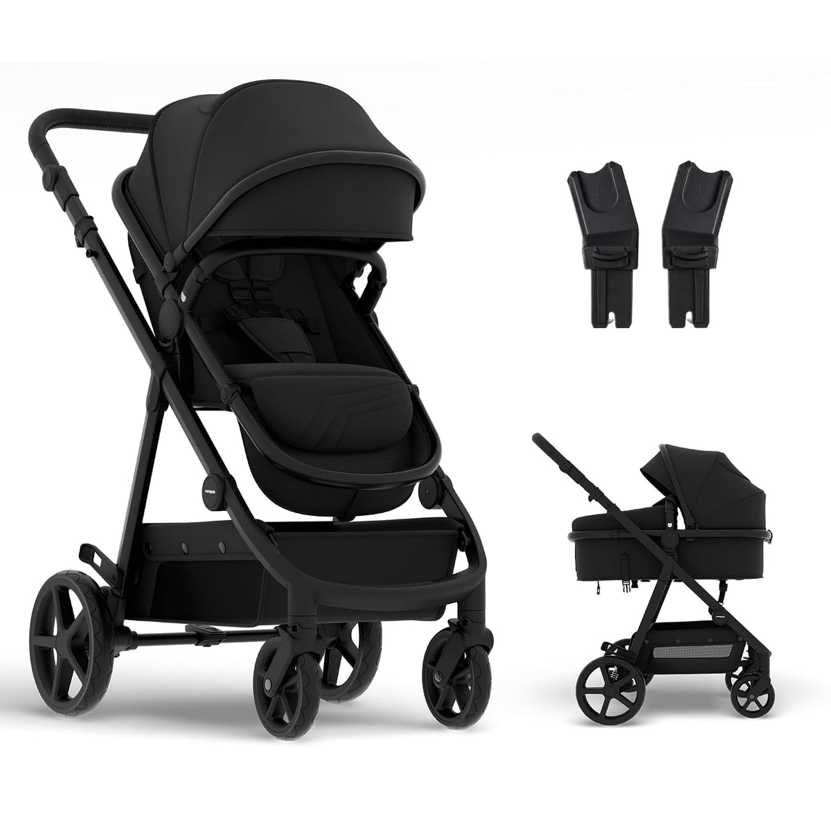 New Mompush Meteor2 Reversible Bassinet Stroller (Black) - Kidsy
