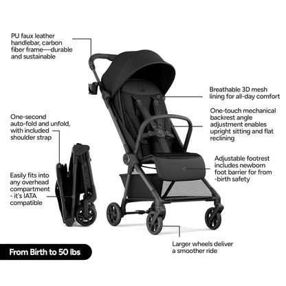 New Mompush Nexis Carbon Travel Stroller (Black) - Kidsy