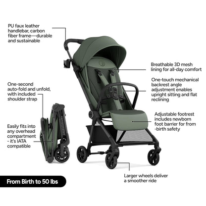 New Mompush Nexis Carbon Travel Stroller Ultra - Lightweight Compact (Forest) - Kidsy