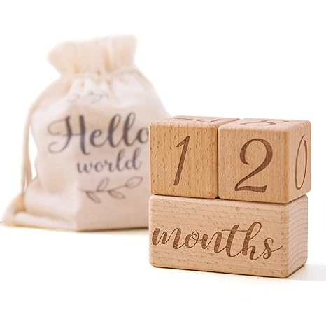 New Monthly Baby Milestone Wooden Blocks - 3 PCS - Kidsy