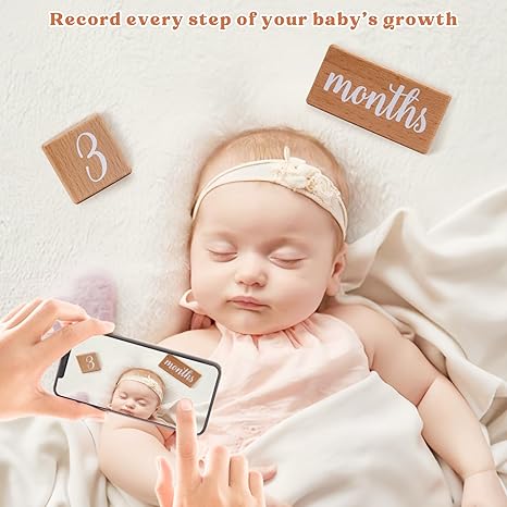 New Monthly Baby Milestone Wooden Blocks - 3 PCS - Kidsy