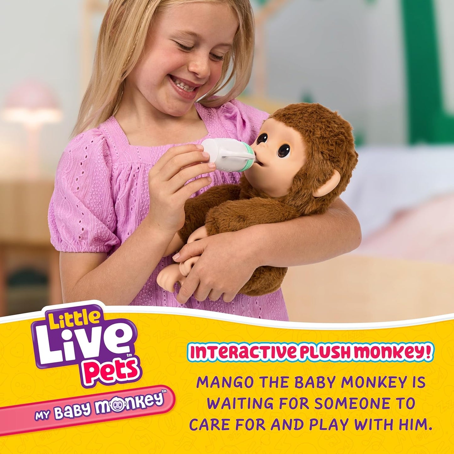 New Moose Toys Little Live Pets Baby Monkey Mango Interactive Plush (Mango) - Kidsy
