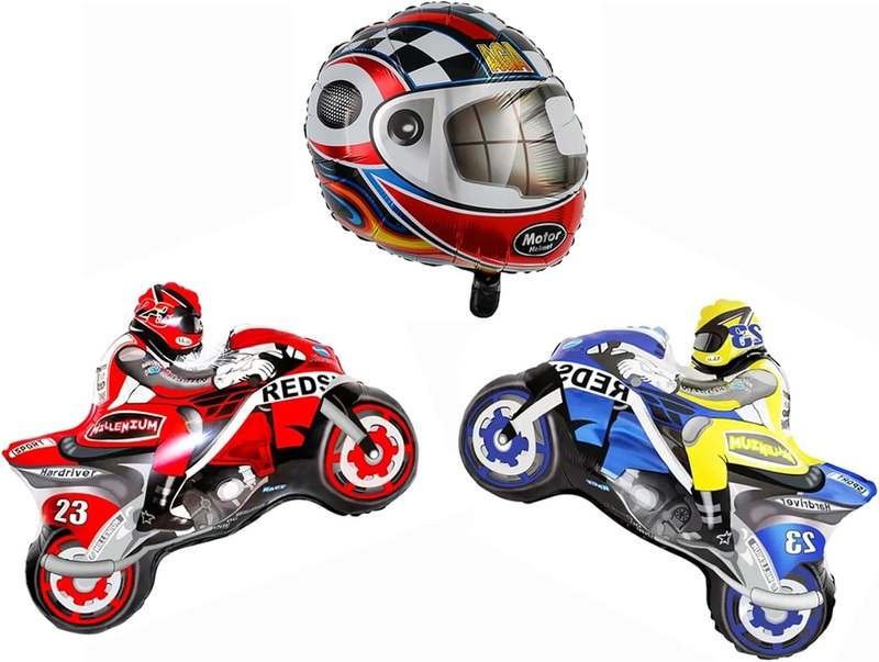 Morndew 3 PCS Motorcycles and Helmet Foil Balloons