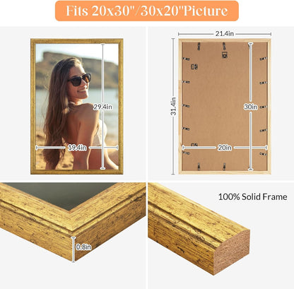 New Moudamion 20x30 Solid Wood Frame (Gold, Horizontal Vertical Wall Mounting Display, 1pcs) - Kidsy