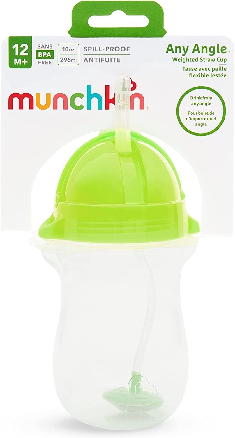 New Munchkin Click Lock Any Angle Weighted 2 Piece Straw Cup (Green) - Kidsy
