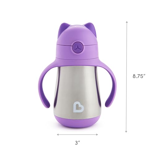 New Munchkin Cool Cat Sippy Cup with Straw for Toddlers 8 Ounce (Purple) - Kidsy