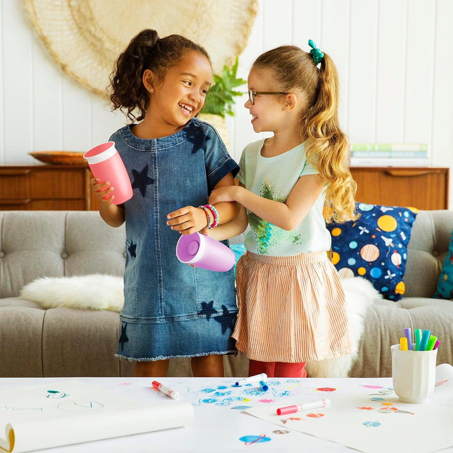 New Munchkin Miracle 360 Sippy Cup 10oz 2 Pack (Pink/Purple) - Kidsy