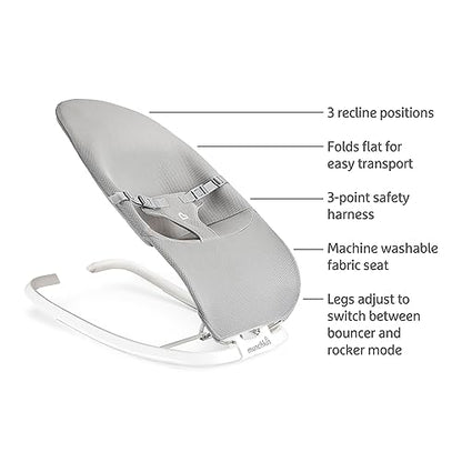 New Munchkin® Spring 2 - in - 1 Baby Bouncer & Rocker (Grey) - Kidsy