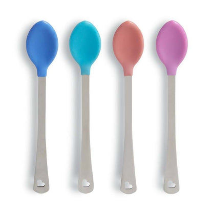 New Munchkin White Hot Safety Spoons with Stainless Steel Handle, 3 Months+, 4 Count (Colors May Vary) - Kidsy