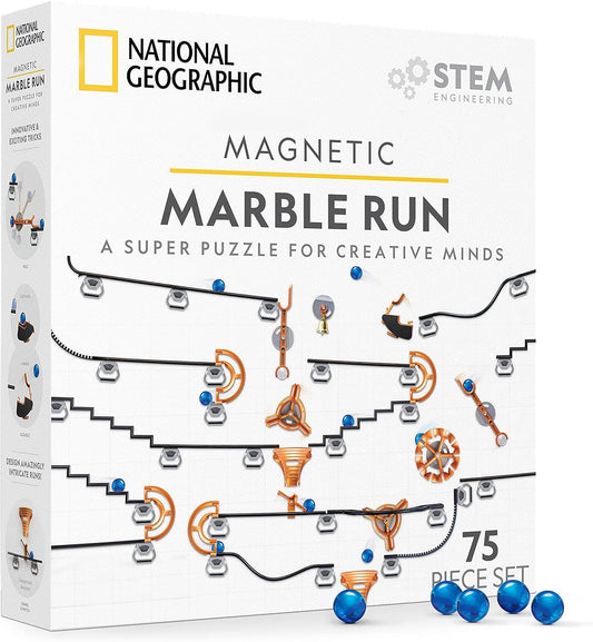 New National Geographic 75 - Piece Magnetic Marble Run STEM Set - Kidsy
