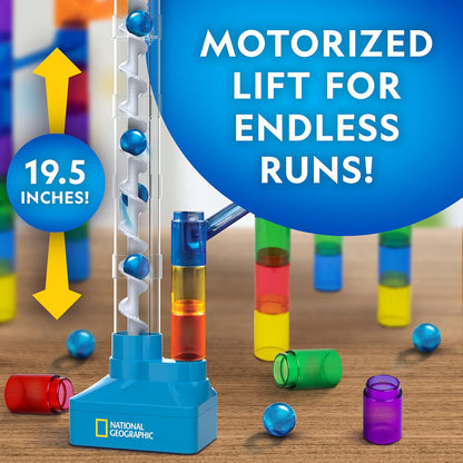 New National Geographic Marble Run Motorized Elevator 95 - Piece Marble Maze Kit - Kidsy