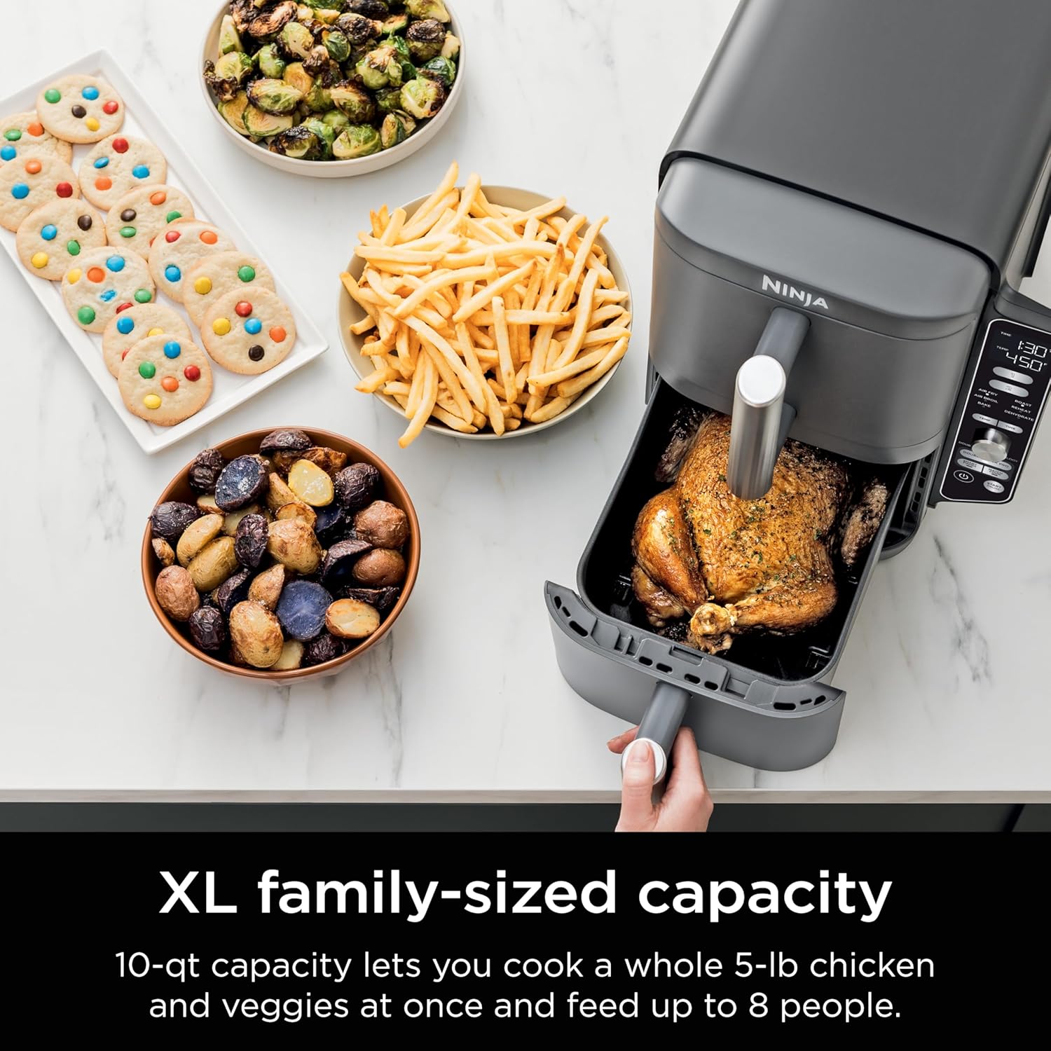 New Ninja Air Fryer, 10QT DoubleStack XL 2 - Basket, Compact Design (Grey) - Kidsy