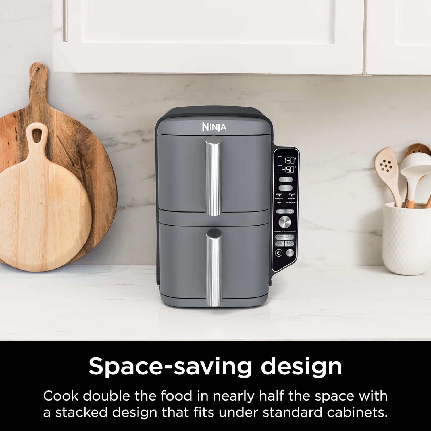 New Ninja Air Fryer, 10QT DoubleStack XL 2 - Basket, Compact Design (Grey) - Kidsy