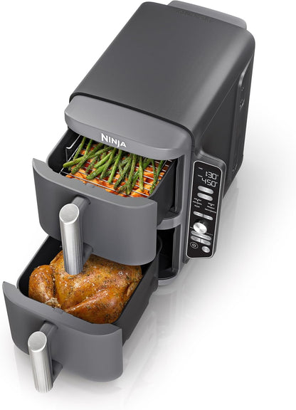New Ninja Air Fryer, 10QT DoubleStack XL 2 - Basket, Compact Design (Grey) - Kidsy