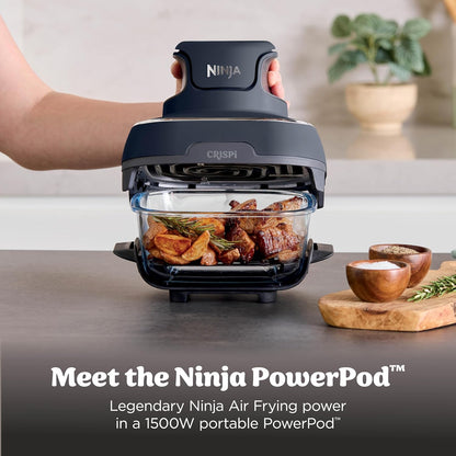 New Ninja Crispi 4 - in - 1 Glass Air Fryer (Cyberspace Gray) - Kidsy