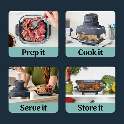 New Ninja Crispi 4 - in - 1 Glass Air Fryer (Cyberspace Gray) - Kidsy