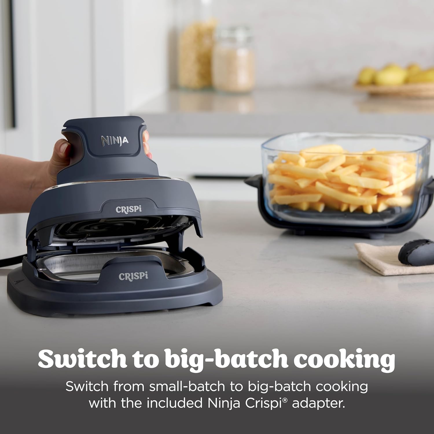 New Ninja Crispi 4 - in - 1 Glass Air Fryer (Cyberspace Gray) - Kidsy