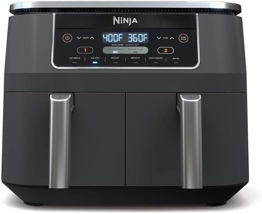 New Ninja DZ201 Foodi 8 Quart 6 - in - 1 DualZone 2 - Basket Air Fryer (Grey) - Kidsy