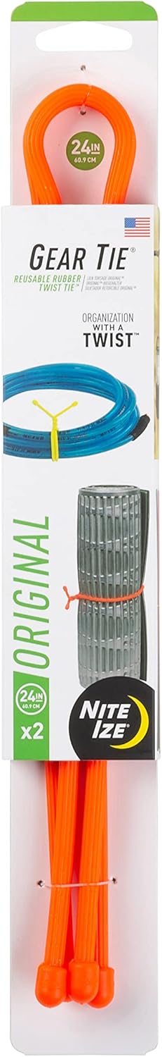 New Nite Ize Gear Tie 24 - Inch Reusable Rubber Twist Tie 2 - Pack (Bright Orange) - Kidsy