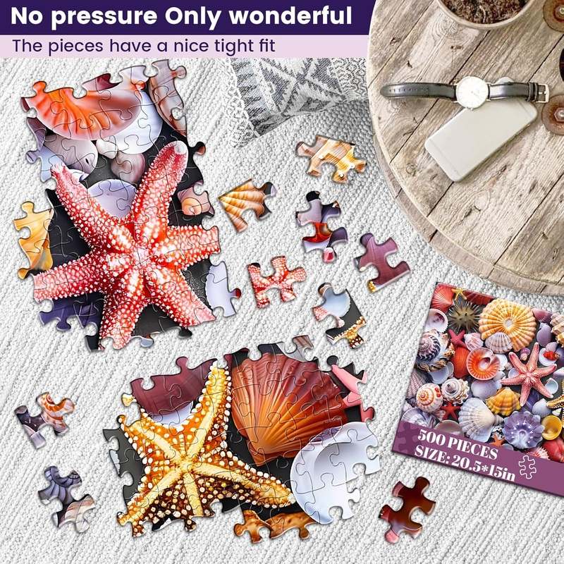 New Nitktaia 500 Pieces Jigsaw Puzzles for Adults Colorful Beach Shells Puzzle - Kidsy
