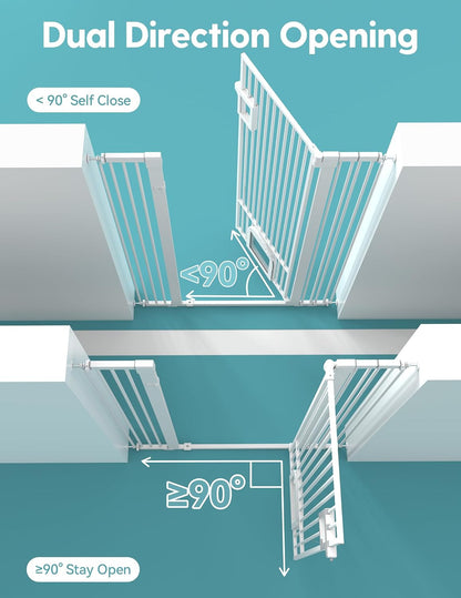 New No Pawblems 55-Inch Extra Tall Pet Gate with Cat Door, 29–43 Inches Wide (White) - Kidsy