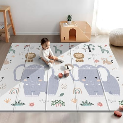 New NOONKTY Extra Large Baby Play Mat, 79 x 71 Inches (Elephant + Moon) - Kidsy