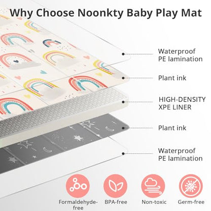 New NOONKTY Foldable Baby Play Mat 79x71 (Rainbow) - Kidsy