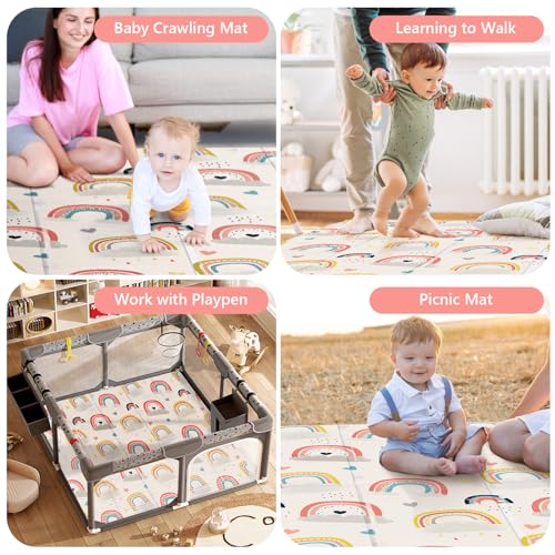 New NOONKTY Foldable Baby Play Mat 79x71 (Rainbow) - Kidsy