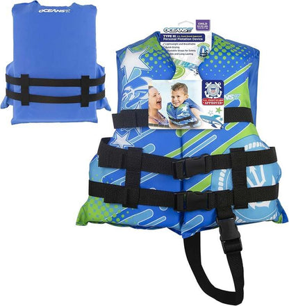 New Oceans 7 US Coast Guard Approved Life Jacket for Infant Kids Youth Type II & III(Blue/White - Childs) - Kidsy