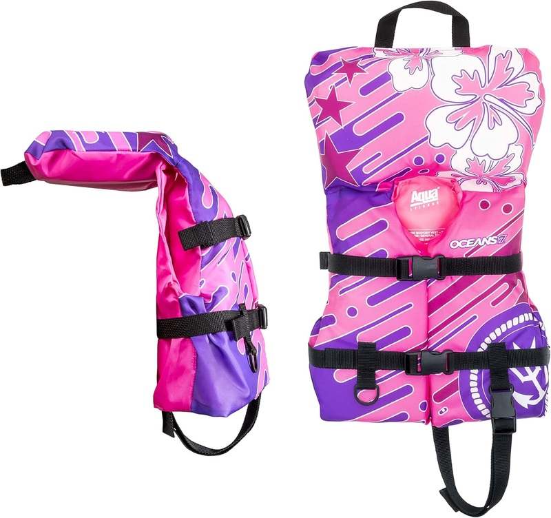 New Oceans 7 USCG Approved Life Jacket Vest (Infant, Pink/Berry) - Kidsy