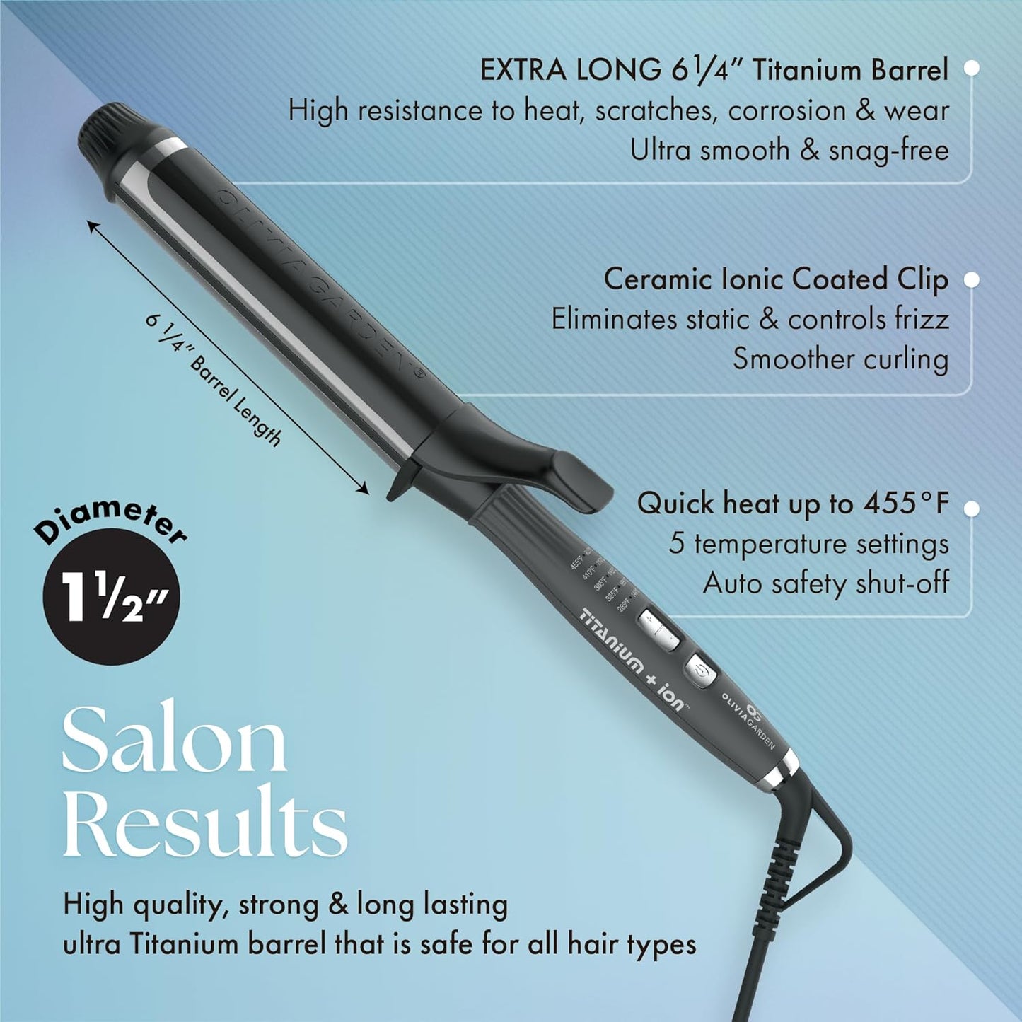 New Olivia Garden Titanium + Ion High Performance Professional Curling Iron - Kidsy