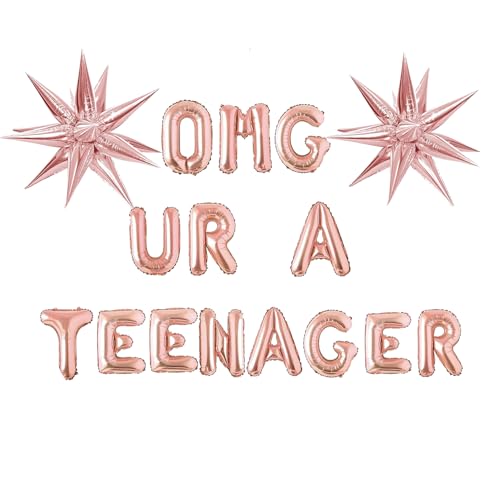 New OMG Ur A Teenager Foil Balloon Banner (Rose Gold) - Kidsy
