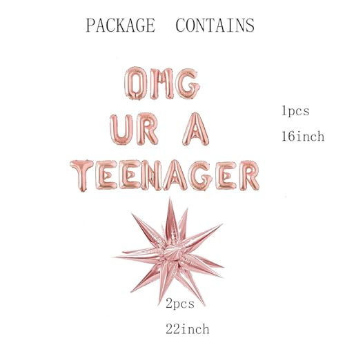 New OMG Ur A Teenager Foil Balloon Banner (Rose Gold) - Kidsy